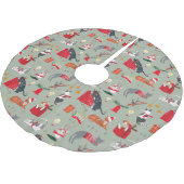 Jupon De Sapin En Polyester Brossé Joli rétro amoureux des chats motif vert Noël (Angle)