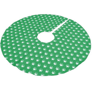 Jupon De Sapin En Polyester Brossé Joli vert et blanc neige étoiles snowflakes motif