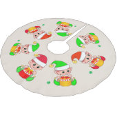 Jupon De Sapin En Polyester Brossé Jolies elfes de Noël sur beige clair (Angle)