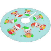 Jupon De Sapin En Polyester Brossé Jolies elfes de Noël sur Turquoise clair (Angle)