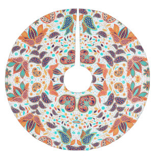 Jupon De Sapin En Polyester Brossé Jolis motifs floraux classiques colorés