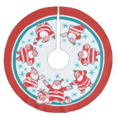 Jupon De Sapin En Polyester Brossé Jolly Retro Santas (Devant)