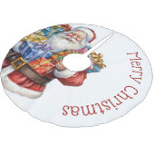Jupon De Sapin En Polyester Brossé Jolly Santa Claus (Angle)