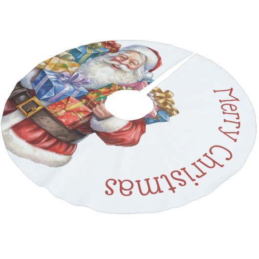 Jupon De Sapin En Polyester Brossé Jolly Santa Claus (Angle)