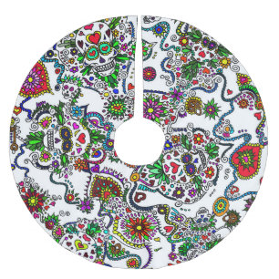 Jupon De Sapin En Polyester Brossé Jour Du Crâne De Sucre De La Jupe D'Arbre Morte