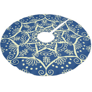 Jupon De Sapin En Polyester Brossé Jour férié bleu jaune Mandala Boho Noël