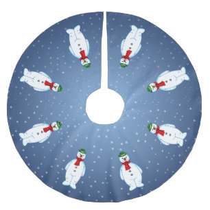 Jupon De Sapin En Polyester Brossé Joyeuse jupe Snowman Tree