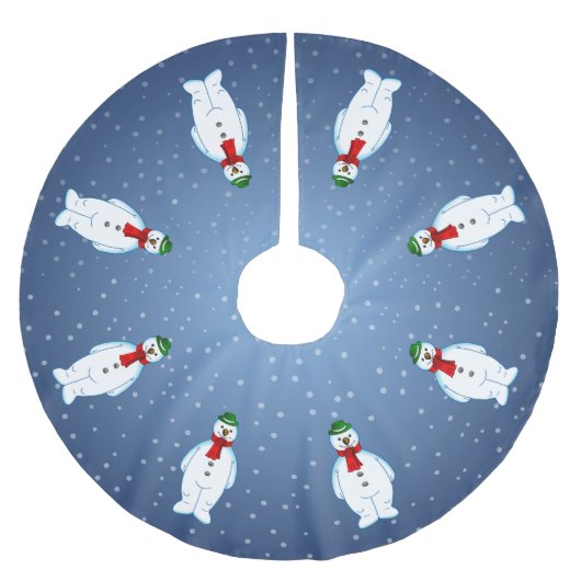 Jupon De Sapin En Polyester Brossé Joyeuse jupe Snowman Tree (Devant)