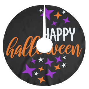 Jupon De Sapin En Polyester Brossé Joyeuses étoiles violettes d'Halloween