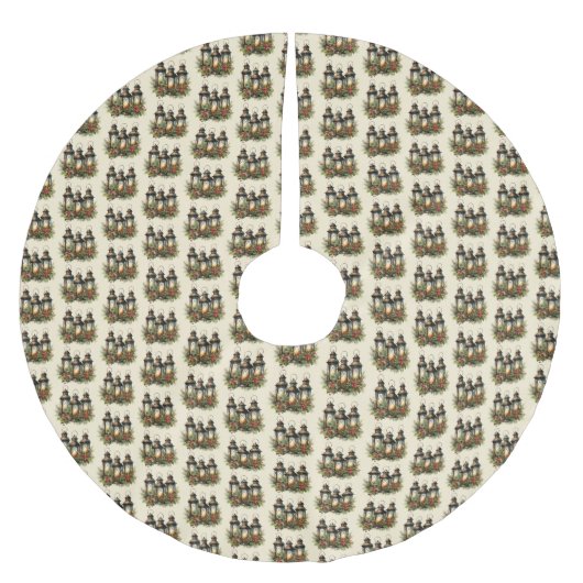 Jupon De Sapin En Polyester Brossé Joyeuses fêtes Lanternes d'hiver (Devant)