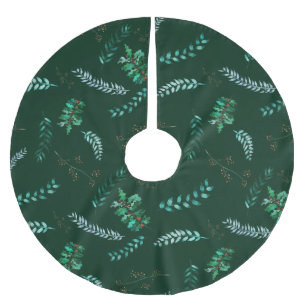 Jupon De Sapin En Polyester Brossé Joyeuses feuilles de houx
