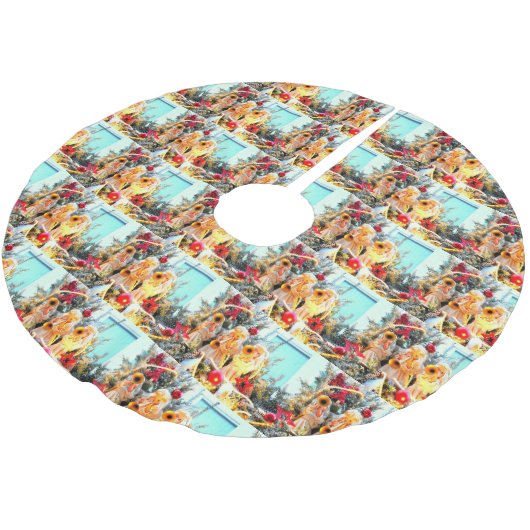 Jupon De Sapin En Polyester Brossé joyeux anges de noël (Angle)