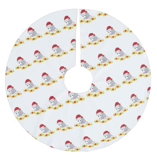 Jupon De Sapin En Polyester Brossé Joyeux arbre de Noël Jupe Opossum (Devant)