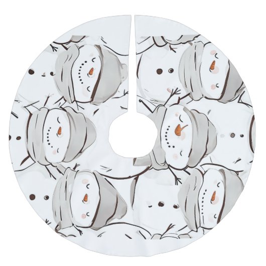 Jupon De Sapin En Polyester Brossé Joyeux bonhomme de neige (Devant)