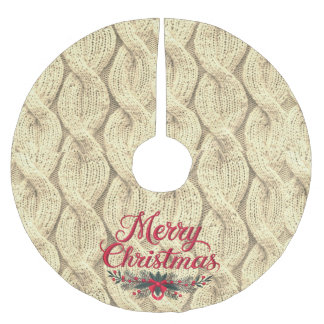 Jupon De Sapin En Polyester Brossé Joyeux câble de Noël Knit Sweater Crochet