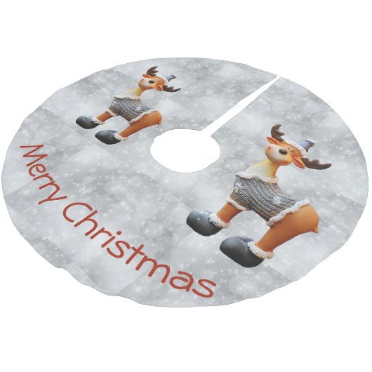 Jupon De Sapin En Polyester Brossé Joyeux Christmoose portant un casquette (Angle)