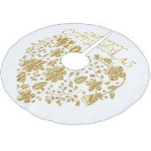 Jupon De Sapin En Polyester Brossé Joyeux Coeur de Noël (Angle)