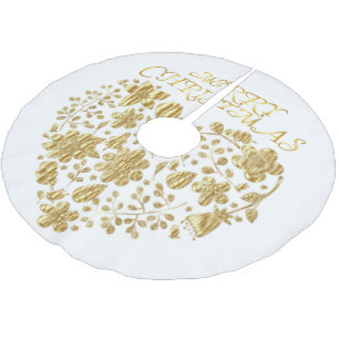 Jupon De Sapin En Polyester Brossé Joyeux Coeur de Noël