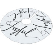 Jupon De Sapin En Polyester Brossé Joyeux | Élégant Script Noël noir et blanc (Angle)