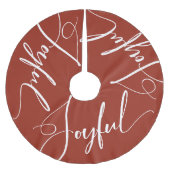 Jupon De Sapin En Polyester Brossé Joyeux | Élégant script rouge Noël (Devant)