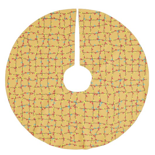 Jupon De Sapin En Polyester Brossé Joyeux et brillants feux de Noël (Devant)