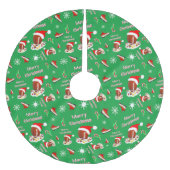 Jupon De Sapin En Polyester Brossé Joyeux Football de Noël avec Motif Snack (Devant)