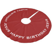 Jupon De Sapin En Polyester Brossé Joyeux Jésus d'anniversaire rouge (Angle)