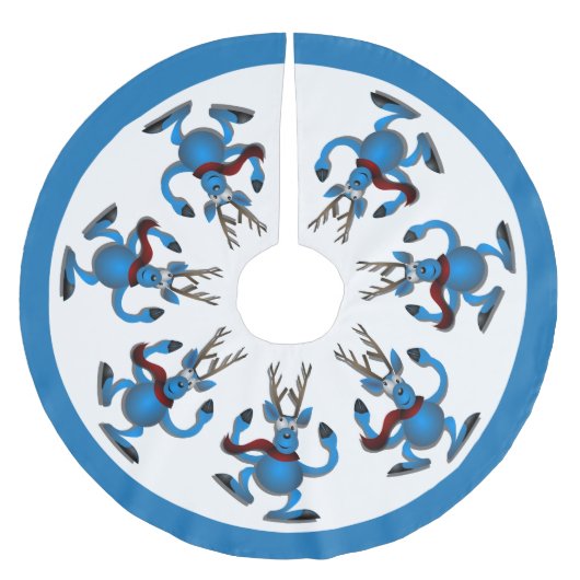 Jupon De Sapin En Polyester Brossé Joyeux Jour De Reindeer Dansant (Devant)