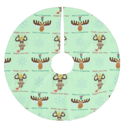 Jupon De Sapin En Polyester Brossé Joyeux Kissmoose_Happy Gnu Année_Noël (Devant)