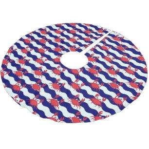 Jupon De Sapin En Polyester Brossé Joyeux Motif de crabes