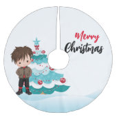 Jupon De Sapin En Polyester Brossé Joyeux Noël (Devant)