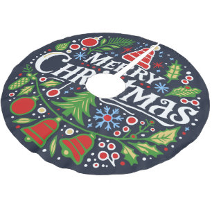 Jupon De Sapin En Polyester Brossé Joyeux Noël 3