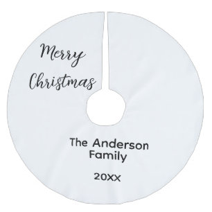 Jupon De Sapin En Polyester Brossé Joyeux Noël ajouter nom de famille année texte per