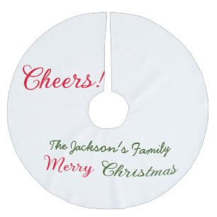 Jupon De Sapin En Polyester Brossé joyeux noël applaudissements ajouter nom de famill