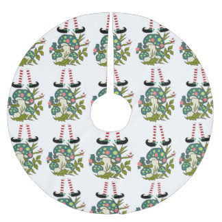 Jupon De Sapin En Polyester Brossé Joyeux Noël Arbre Elfe Jupe