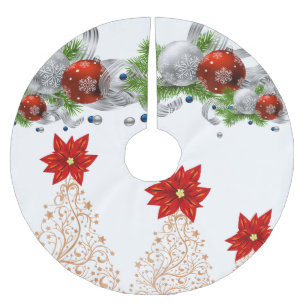 Jupon De Sapin En Polyester Brossé Joyeux Noël Arbre Jupe Or Ornement de Noël