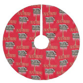 Jupon De Sapin En Polyester Brossé Joyeux Noël Arbre Jupe Rouge (Devant)