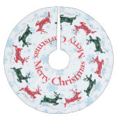 Jupon De Sapin En Polyester Brossé Joyeux Noël aux rennes festifs traditionnels (Devant)