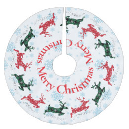 Jupon De Sapin En Polyester Brossé Joyeux Noël aux rennes festifs traditionnels
