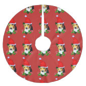 Jupon De Sapin En Polyester Brossé Joyeux Noël Beagle (Devant)