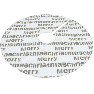 Jupon De Sapin En Polyester Brossé Joyeux Noël blanc