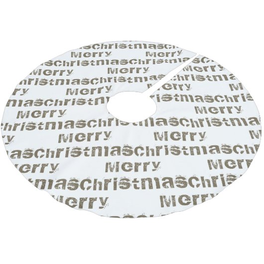 Jupon De Sapin En Polyester Brossé Joyeux Noël blanc (Angle)