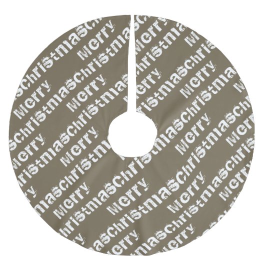 Jupon De Sapin En Polyester Brossé Joyeux Noël blanc Gris (Devant)