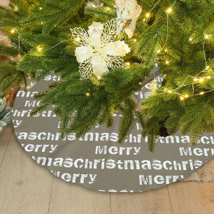 Jupon De Sapin En Polyester Brossé Joyeux Noël blanc Gris