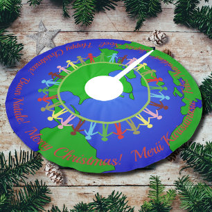 Jupon De Sapin En Polyester Brossé Joyeux Noël dans le monde