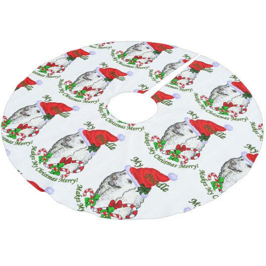 Jupon De Sapin En Polyester Brossé Joyeux Noël de caniche (Angle)