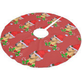 Jupon De Sapin En Polyester Brossé Joyeux Noël de mignonne Dachshund (Angle)
