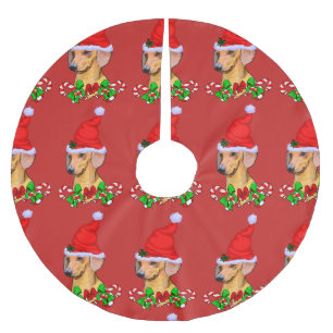 Jupon De Sapin En Polyester Brossé Joyeux Noël de mignonne Dachshund