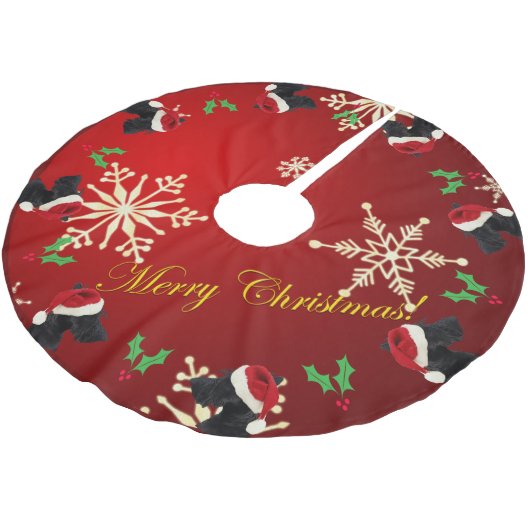 Jupon De Sapin En Polyester Brossé Joyeux Noël de Scottie (Angle)