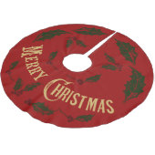 Jupon De Sapin En Polyester Brossé Joyeux Noël d'or (Angle)